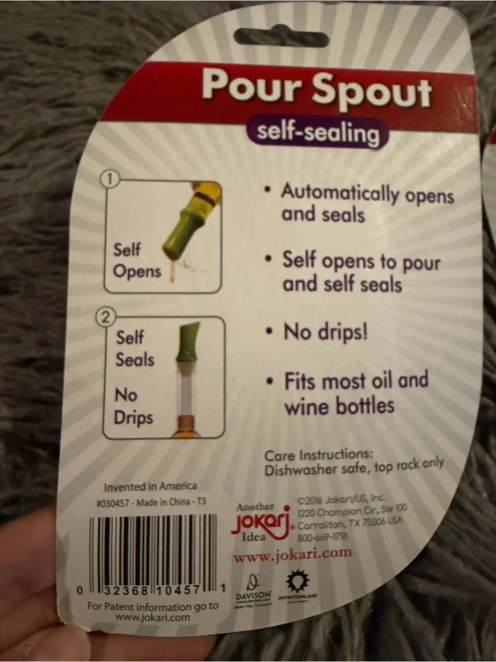 Jokari Pour Spout Self-Sealing No Drip Oil & Wine Bottle Pourers Set of 2